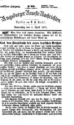 Augsburger neueste Nachrichten Donnerstag 3. April 1873