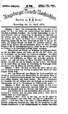 Augsburger neueste Nachrichten Donnerstag 10. April 1873