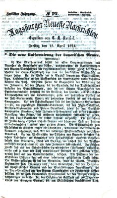 Augsburger neueste Nachrichten Freitag 18. April 1873