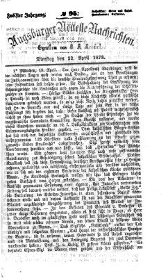 Augsburger neueste Nachrichten Dienstag 22. April 1873