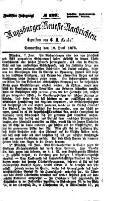 Augsburger neueste Nachrichten Donnerstag 12. Juni 1873