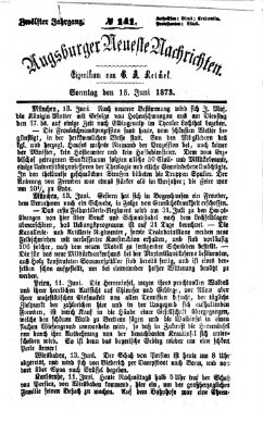 Augsburger neueste Nachrichten Sonntag 15. Juni 1873