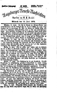 Augsburger neueste Nachrichten Mittwoch 18. Juni 1873