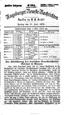 Augsburger neueste Nachrichten Freitag 27. Juni 1873