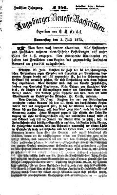 Augsburger neueste Nachrichten Donnerstag 3. Juli 1873