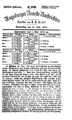 Augsburger neueste Nachrichten Donnerstag 31. Juli 1873