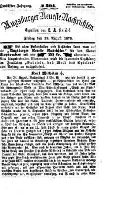 Augsburger neueste Nachrichten Freitag 29. August 1873