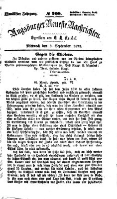 Augsburger neueste Nachrichten Mittwoch 3. September 1873