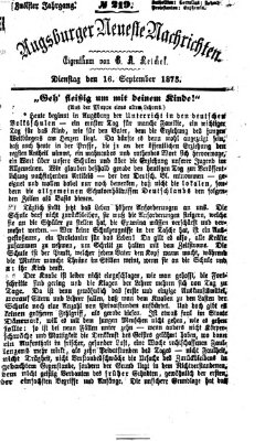 Augsburger neueste Nachrichten Dienstag 16. September 1873