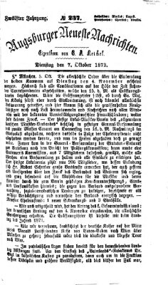 Augsburger neueste Nachrichten Dienstag 7. Oktober 1873