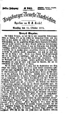 Augsburger neueste Nachrichten Samstag 11. Oktober 1873