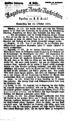 Augsburger neueste Nachrichten Donnerstag 16. Oktober 1873