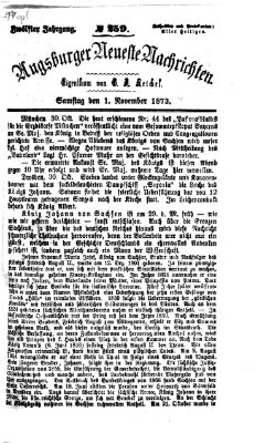 Augsburger neueste Nachrichten Samstag 1. November 1873