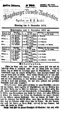 Augsburger neueste Nachrichten Sonntag 2. November 1873