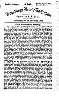 Augsburger neueste Nachrichten Donnerstag 13. November 1873