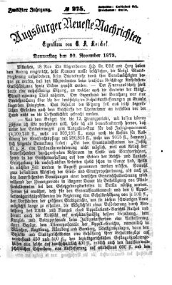 Augsburger neueste Nachrichten Donnerstag 20. November 1873