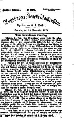 Augsburger neueste Nachrichten Sonntag 23. November 1873