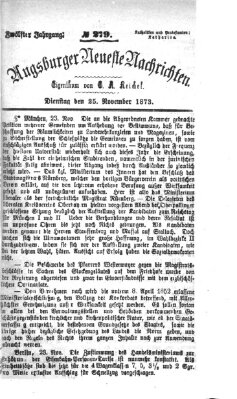 Augsburger neueste Nachrichten Dienstag 25. November 1873