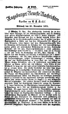 Augsburger neueste Nachrichten Mittwoch 26. November 1873