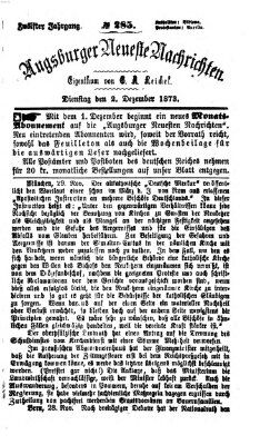 Augsburger neueste Nachrichten Dienstag 2. Dezember 1873