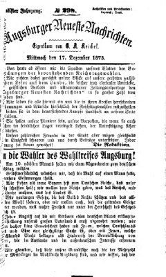 Augsburger neueste Nachrichten Mittwoch 17. Dezember 1873