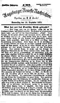 Augsburger neueste Nachrichten Donnerstag 18. Dezember 1873