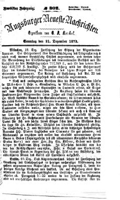 Augsburger neueste Nachrichten Sonntag 21. Dezember 1873