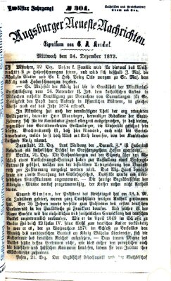 Augsburger neueste Nachrichten Mittwoch 24. Dezember 1873