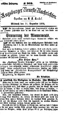 Augsburger neueste Nachrichten Mittwoch 31. Dezember 1873