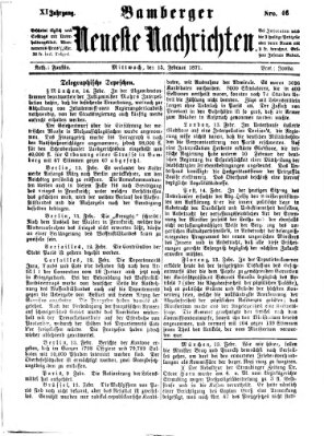 Bamberger neueste Nachrichten Mittwoch 15. Februar 1871