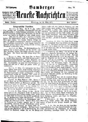 Bamberger neueste Nachrichten Montag 20. März 1871