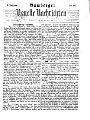 Bamberger neueste Nachrichten Donnerstag 13. April 1871