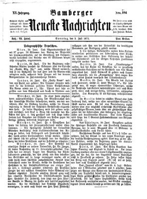 Bamberger neueste Nachrichten Sonntag 2. Juli 1871