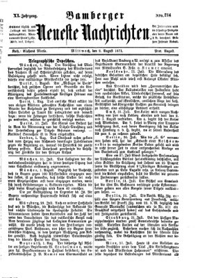 Bamberger neueste Nachrichten Mittwoch 2. August 1871