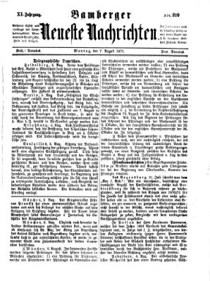 Bamberger neueste Nachrichten Montag 7. August 1871