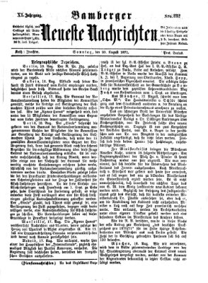 Bamberger neueste Nachrichten Sonntag 20. August 1871