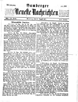 Bamberger neueste Nachrichten Montag 21. August 1871