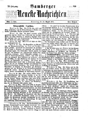 Bamberger neueste Nachrichten Sonntag 27. August 1871