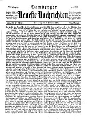 Bamberger neueste Nachrichten Sonntag 3. September 1871