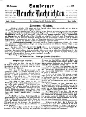 Bamberger neueste Nachrichten Samstag 23. September 1871