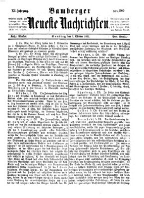 Bamberger neueste Nachrichten Samstag 7. Oktober 1871