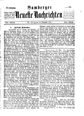 Bamberger neueste Nachrichten Dienstag 14. November 1871