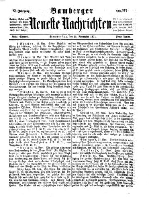 Bamberger neueste Nachrichten Donnerstag 23. November 1871