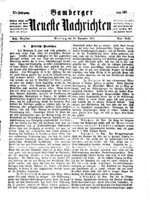Bamberger neueste Nachrichten Montag 27. November 1871