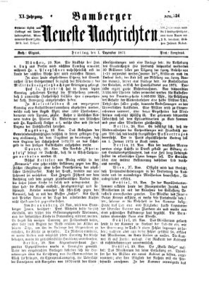 Bamberger neueste Nachrichten Freitag 1. Dezember 1871