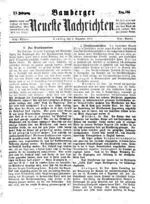 Bamberger neueste Nachrichten Samstag 2. Dezember 1871