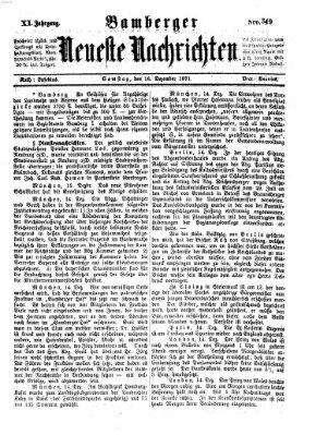 Bamberger neueste Nachrichten Samstag 16. Dezember 1871