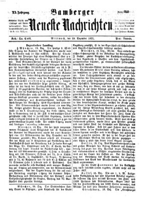 Bamberger neueste Nachrichten Mittwoch 20. Dezember 1871