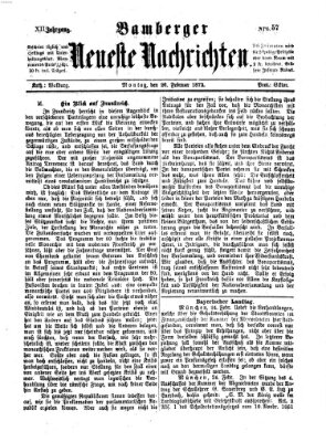 Bamberger neueste Nachrichten Montag 26. Februar 1872