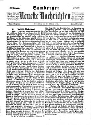 Bamberger neueste Nachrichten Dienstag 27. Februar 1872